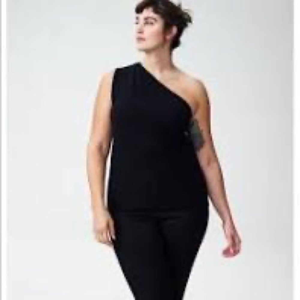 Universal Standard One-Shoulder Black Sweater